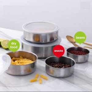 5pc Set Stainless Steel Bowl with Lid